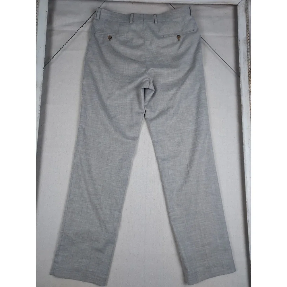 Lauren Ralph Lauren Mens 32x32 Gray Flat Front Stretch Dress Pants Career Slacks